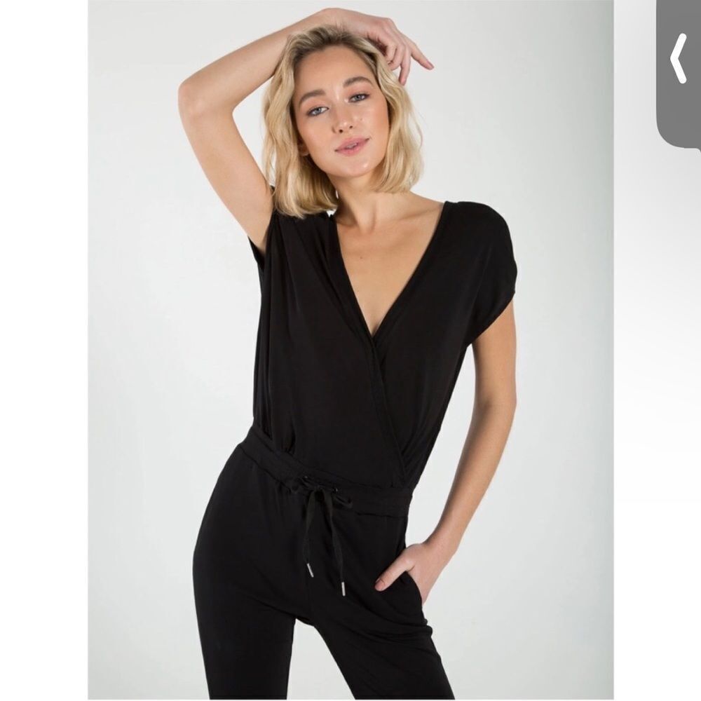 N:PHILANTHROPY | Layne Surplice Drawstring Waist Black Jumpsuit Women’s Size XS